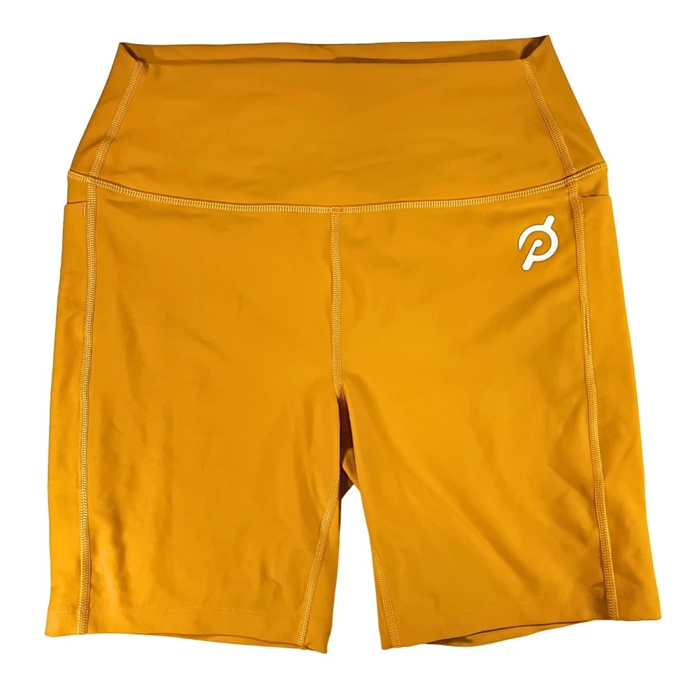 Peloton Cadent High Rise Pocket Bike Shorts Mustard Yellow Women's M